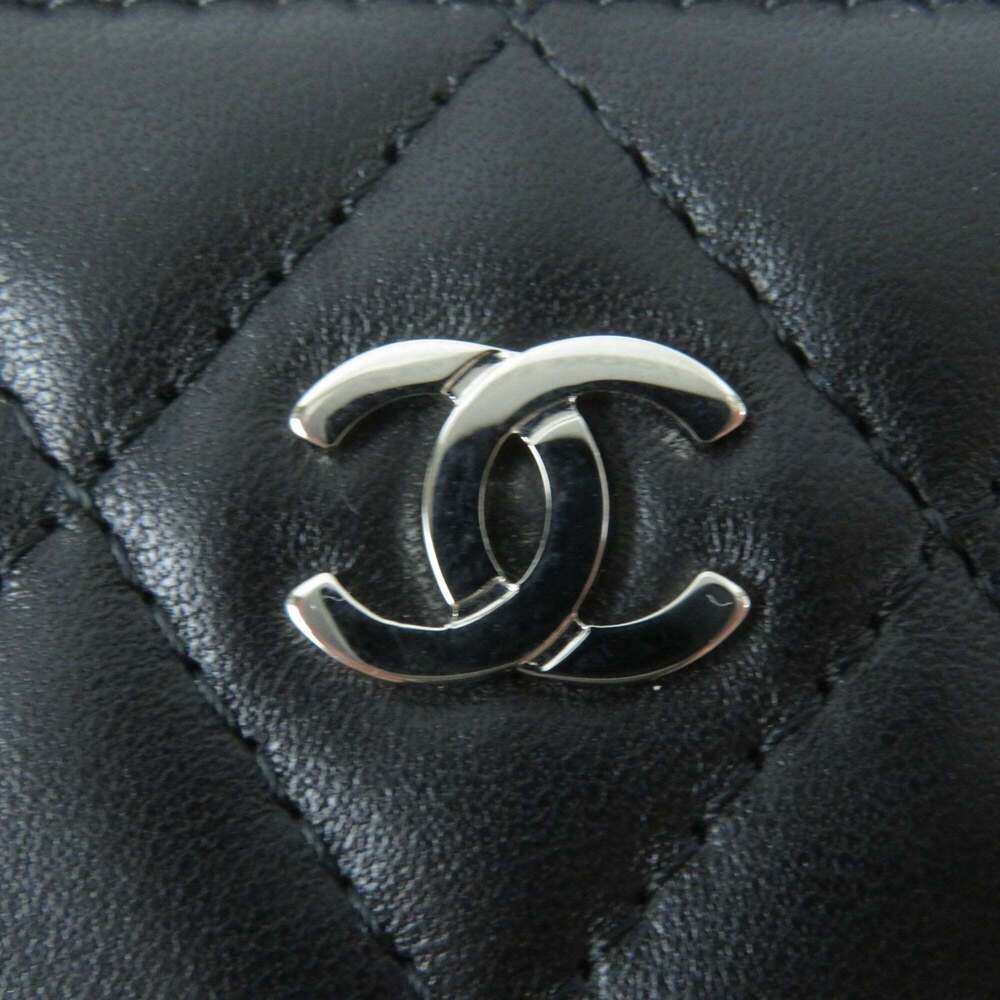 CHANEL Authentic Black Lambskin Leather Logo Wallet - Picture 8 of 10